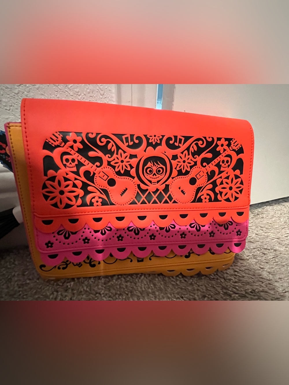 Loungefly Neon Orange Pink Yellow Laser-Cut Crossbody Bag